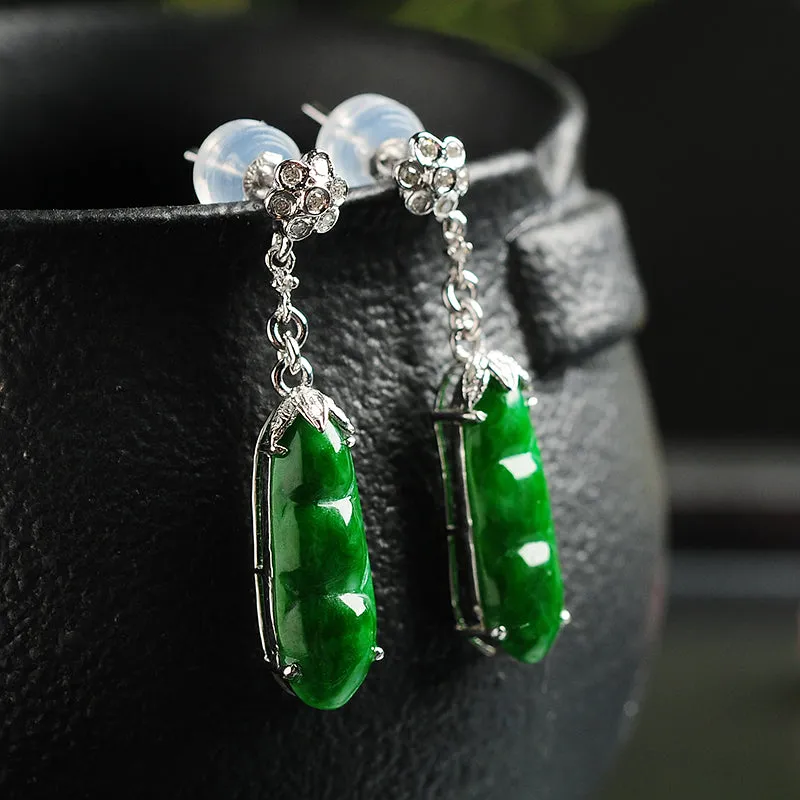 Natural Jade Earrings Jadeite Gold Earrings EG13