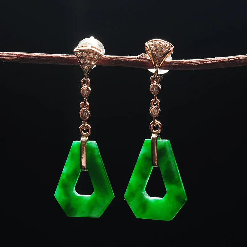 Natural Jade Earrings Jadeite Gold Earrings EG30