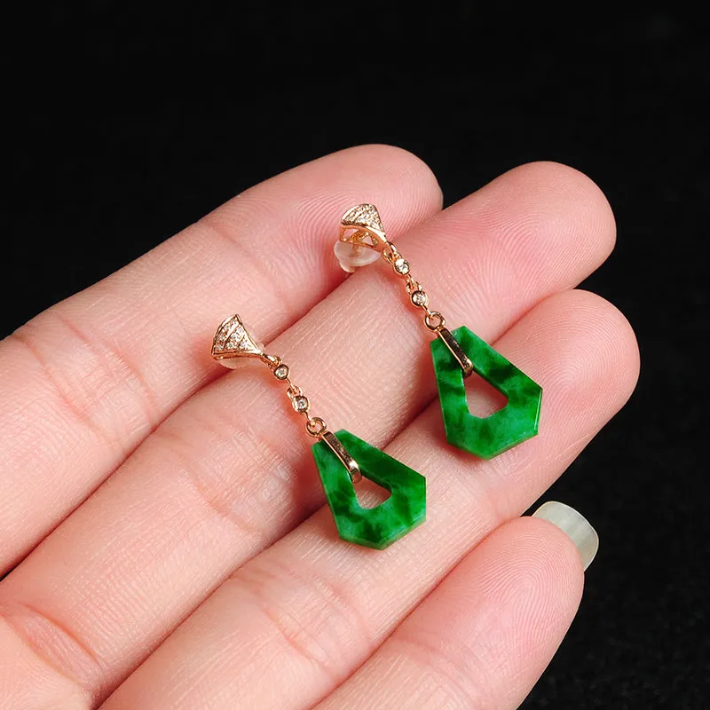 Natural Jade Earrings Jadeite Gold Earrings EG30