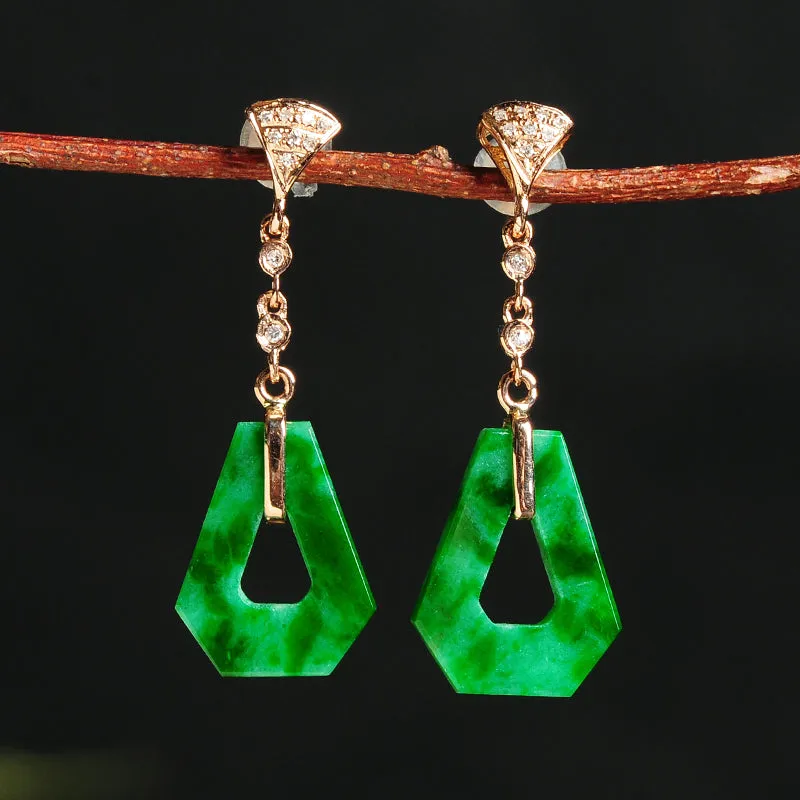 Natural Jade Earrings Jadeite Gold Earrings EG30