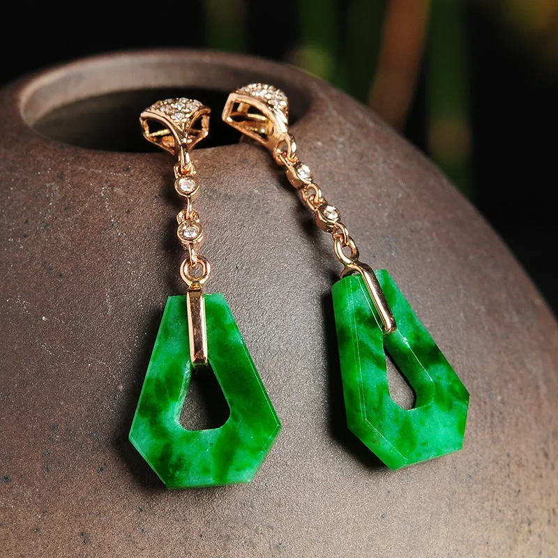 Natural Jade Earrings Jadeite Gold Earrings EG30