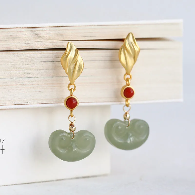 Natural Jade Earrings Nephrite Agate Silver Earrings ZNE332