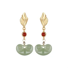 Natural Jade Earrings Nephrite Agate Silver Earrings ZNE332