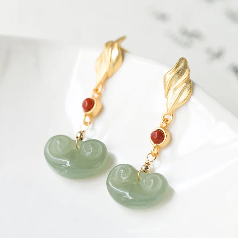 Natural Jade Earrings Nephrite Agate Silver Earrings ZNE332