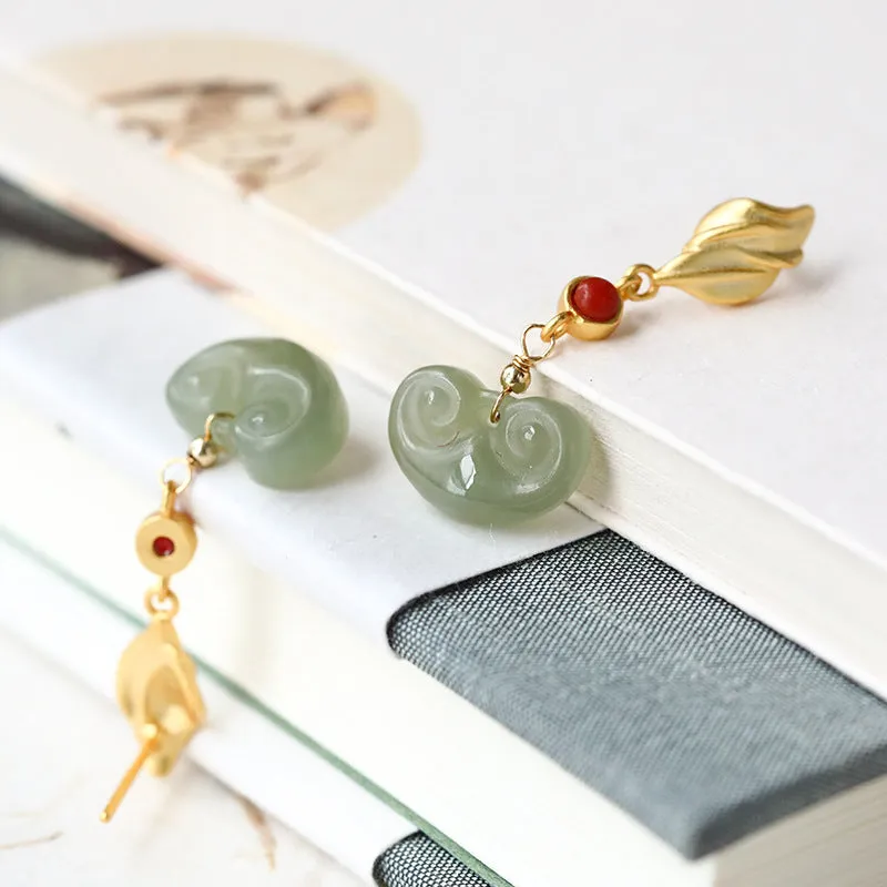 Natural Jade Earrings Nephrite Agate Silver Earrings ZNE332