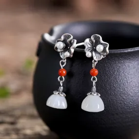 Natural Jade Earrings Nephrite Agate Silver Earrings ZNE495