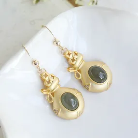 Natural Jade Earrings Nephrite Silver Earrings ZNE336