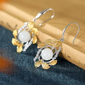 Natural Jade Earrings Nephrite Silver Earrings ZNE343