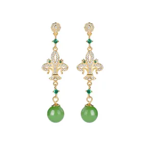 Natural Jade Earrings Nephrite Silver Earrings ZNE387