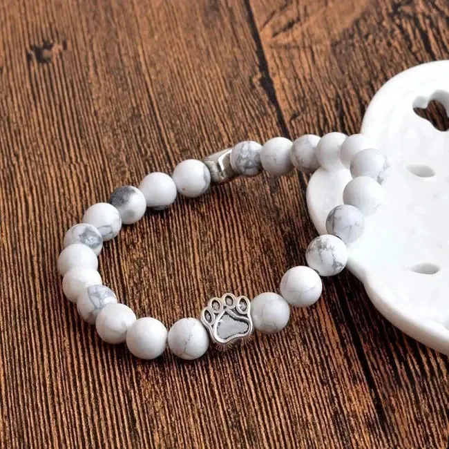 Natural White Turquoise Chakra Bracelet for Pet Lovers