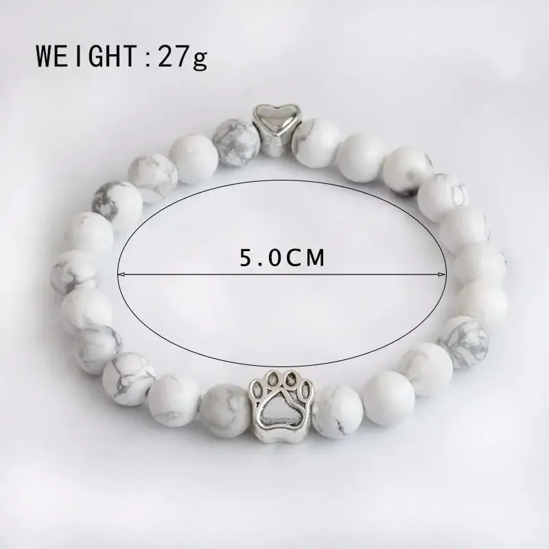 Natural White Turquoise Chakra Bracelet for Pet Lovers