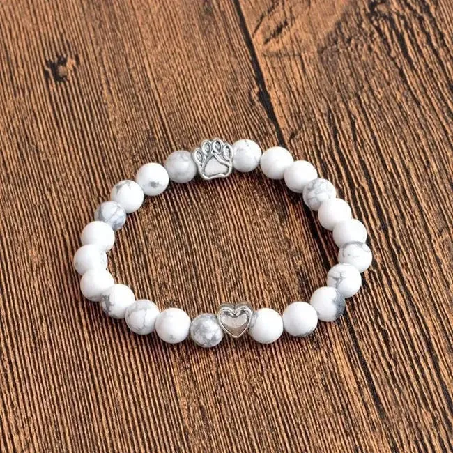 Natural White Turquoise Chakra Bracelet for Pet Lovers