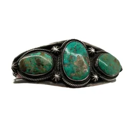 Navajo Three Stone Turquoise Cuff with Starburst Points