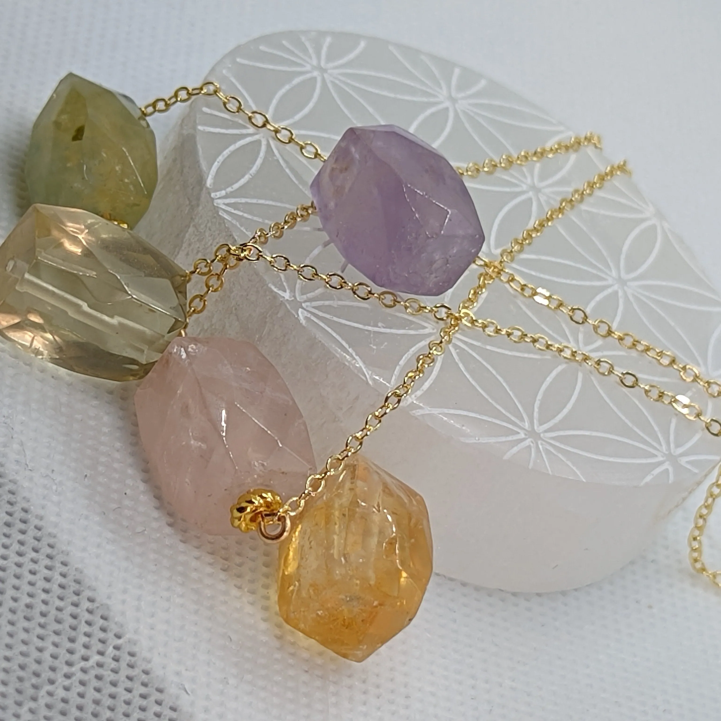 Necklace:  Chunky Gemstone - single stone on paperclip chain