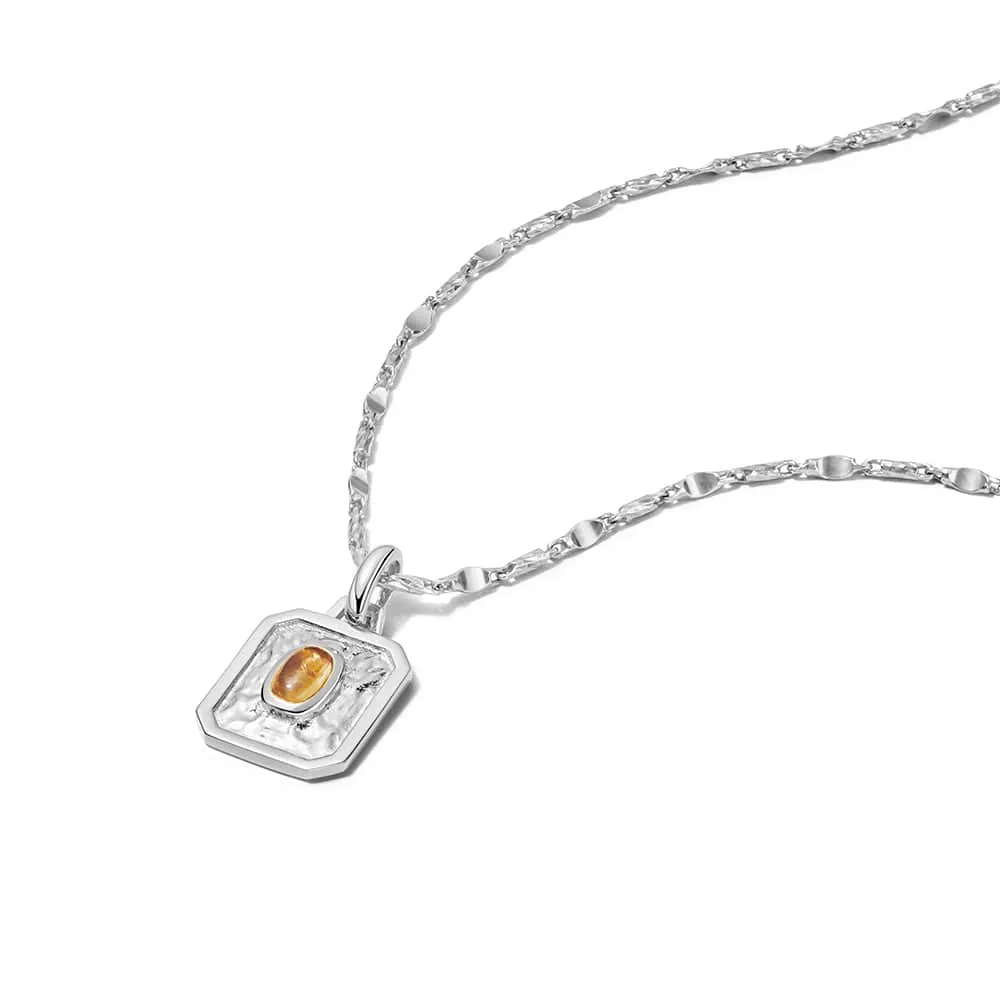 November Citrine Birthstone Necklace Sterling Silver