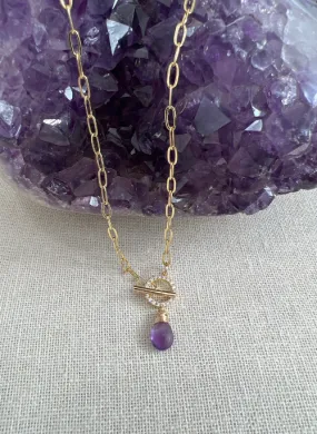 Olivia Amethyst Necklace with CZ's