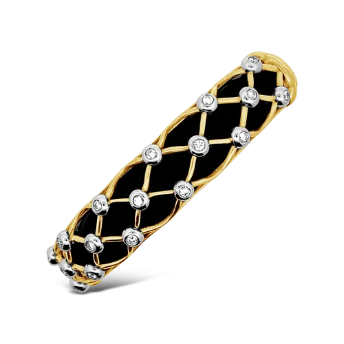 Onyx & Diamond Clamp on Bracelet