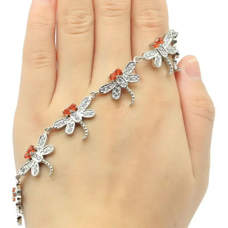 Orange Spessartite Dragonfly Tennis Bracelet