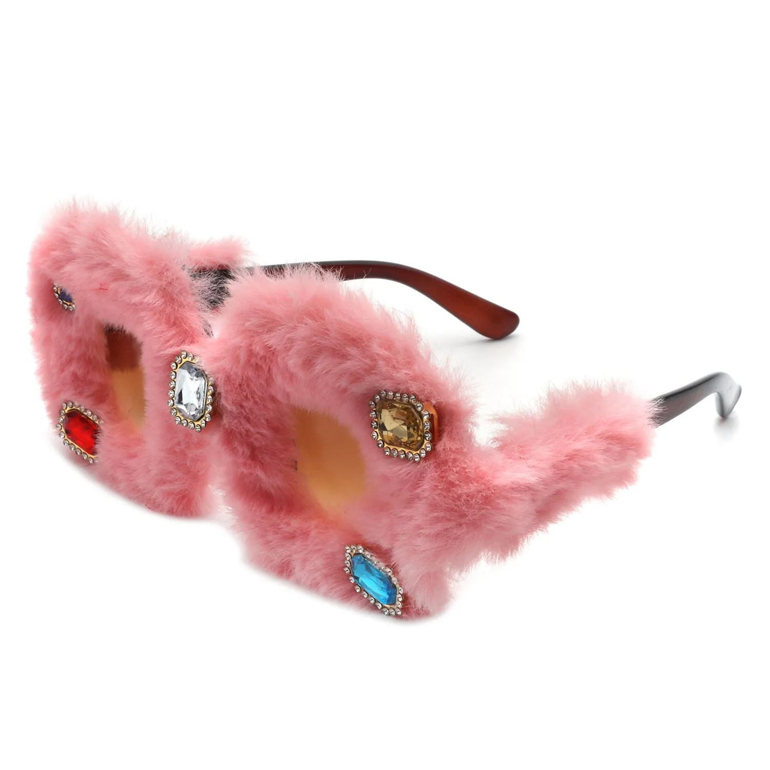 Oswil - Oversized Luxury Party Fur Square Women's Sunglasses