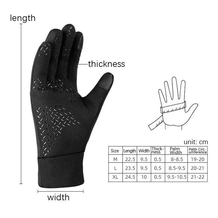 Outdoor Sports Velvet Anti-Slip Glove, Size: M(Black)