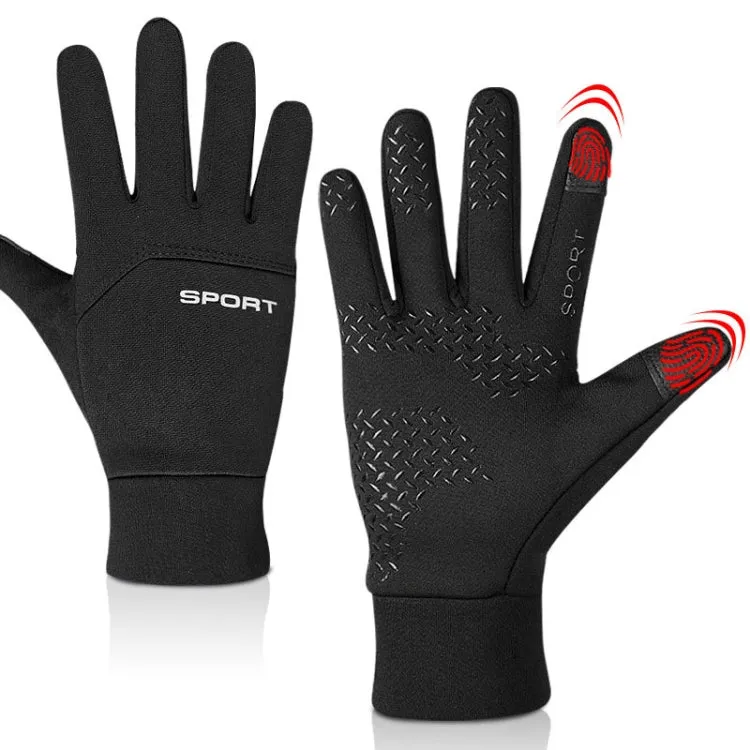 Outdoor Sports Velvet Anti-Slip Glove, Size: M(Black)