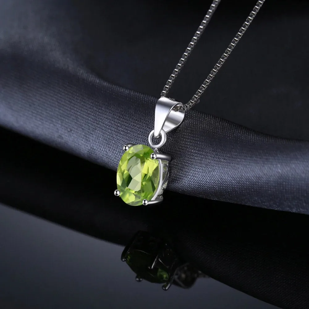 Oval Peridot Necklace, August Birthstone, 925 Sterling Silver, August Birthday, Genuine Gemstone, Peridot Pendant, Natural Peridot Stone