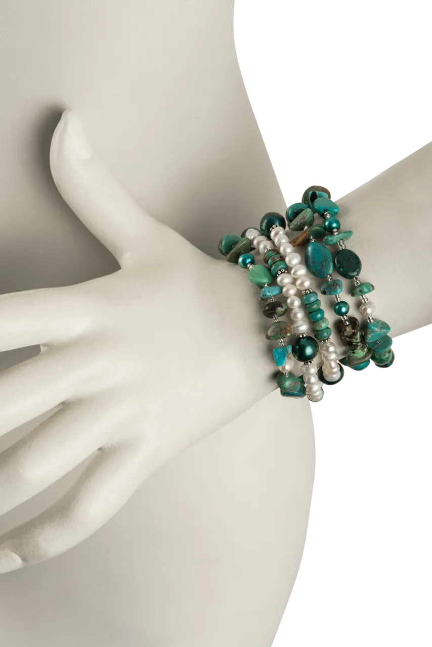 Paige Wallace Mixed Pearl & Turquoise Bracelet