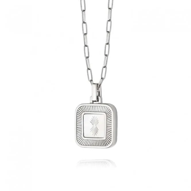 Palm Leaf Square Locket Sterling Silver Necklace LK02_SLV