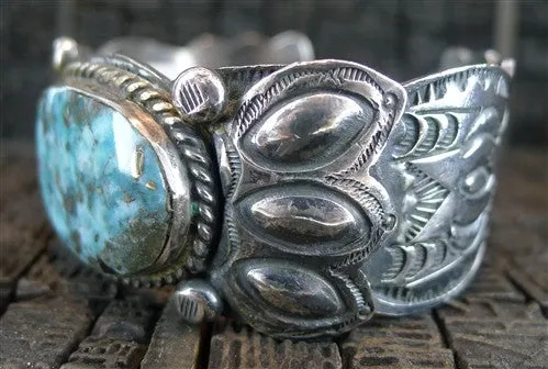 Pawn Silver and Turquoise Cuff Bracelet