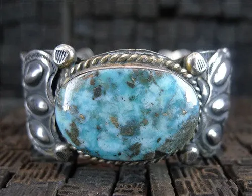 Pawn Silver and Turquoise Cuff Bracelet