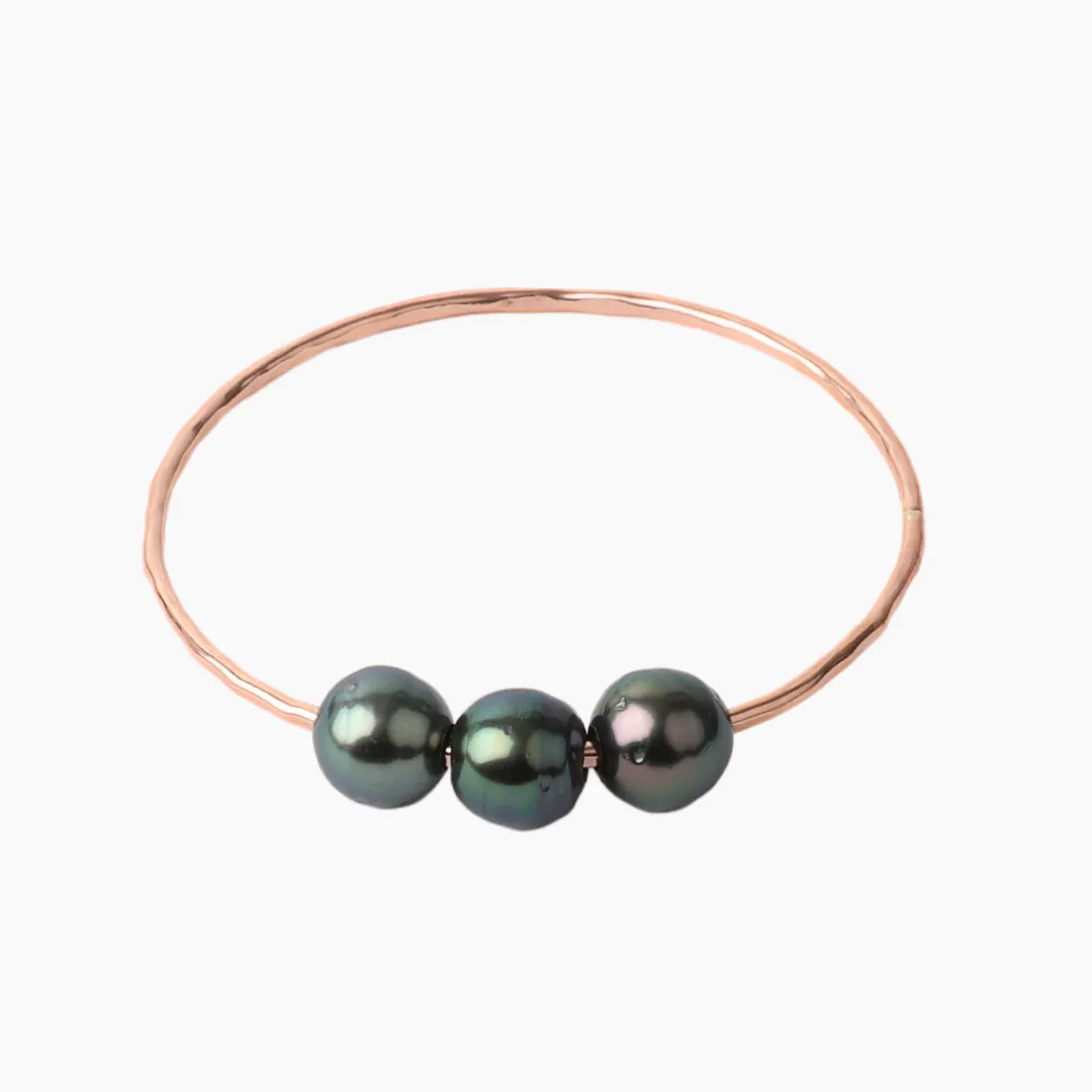 Peacock Triple Tahitian Pearl Bangle