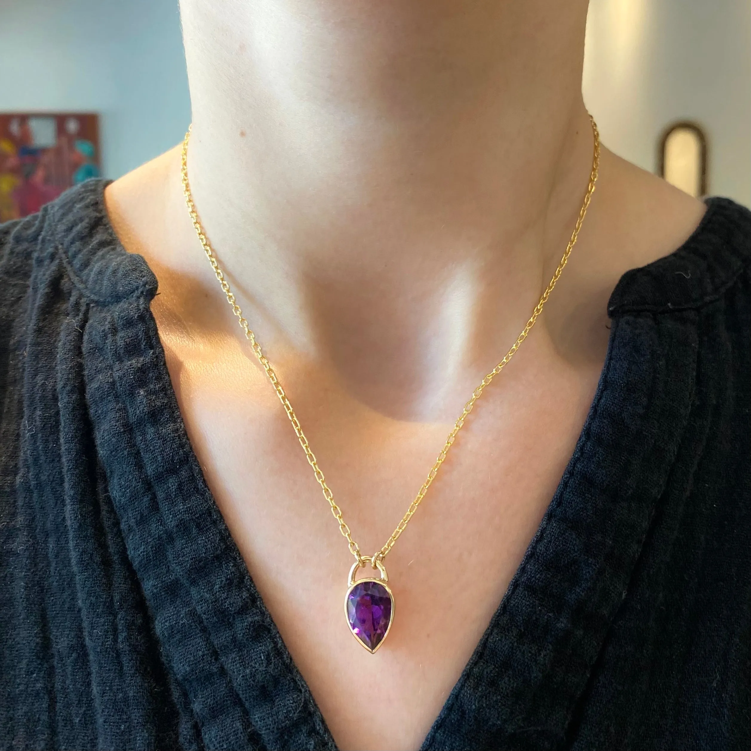 Pear Cut Amethyst Pendant Necklace