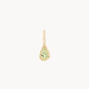 pear peridot august mood birthstone charm - 10k yellow gold, peridot