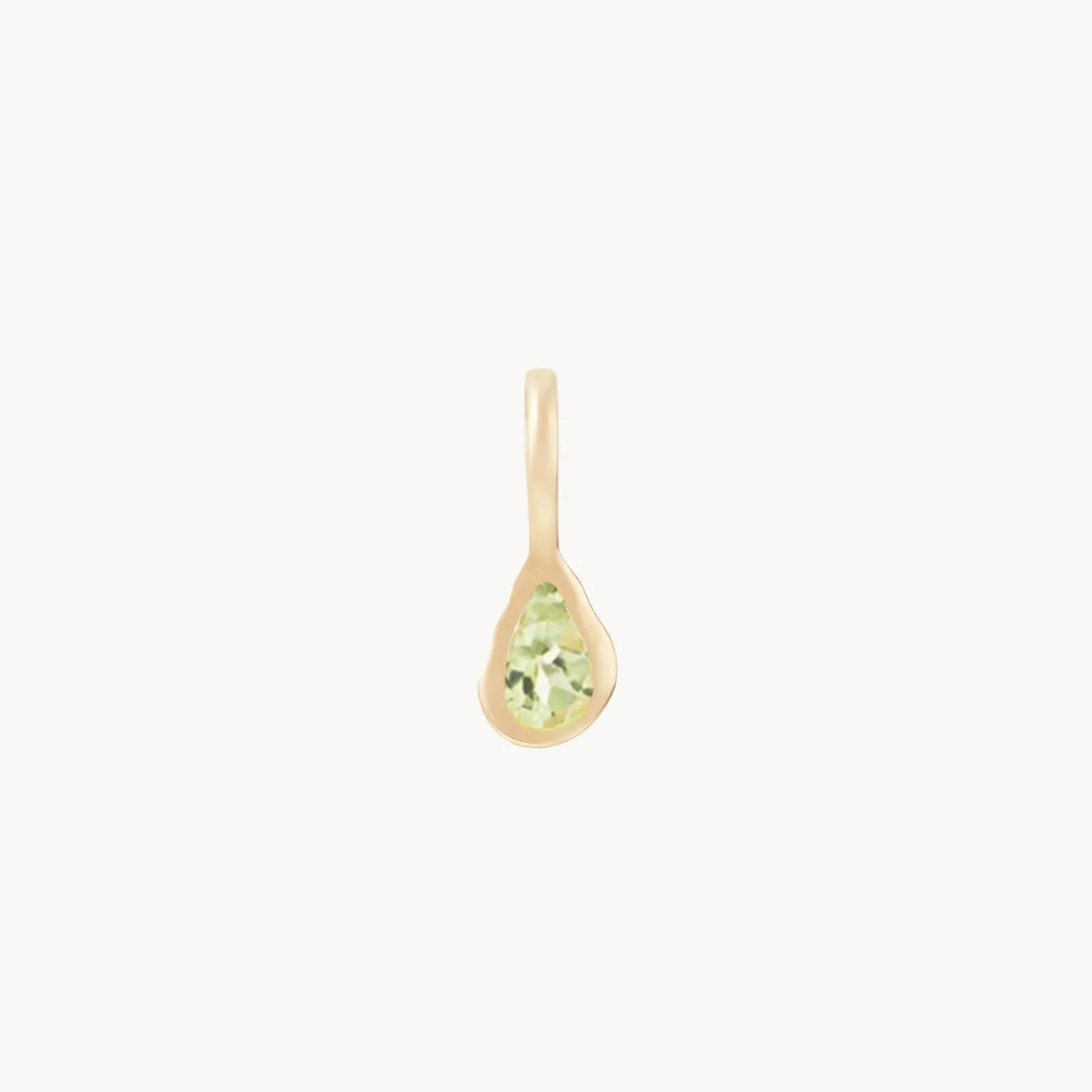 pear peridot august mood birthstone charm - 10k yellow gold, peridot