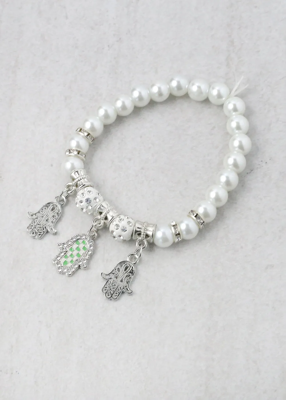 Pearl   Hamsa Hand Bracelet