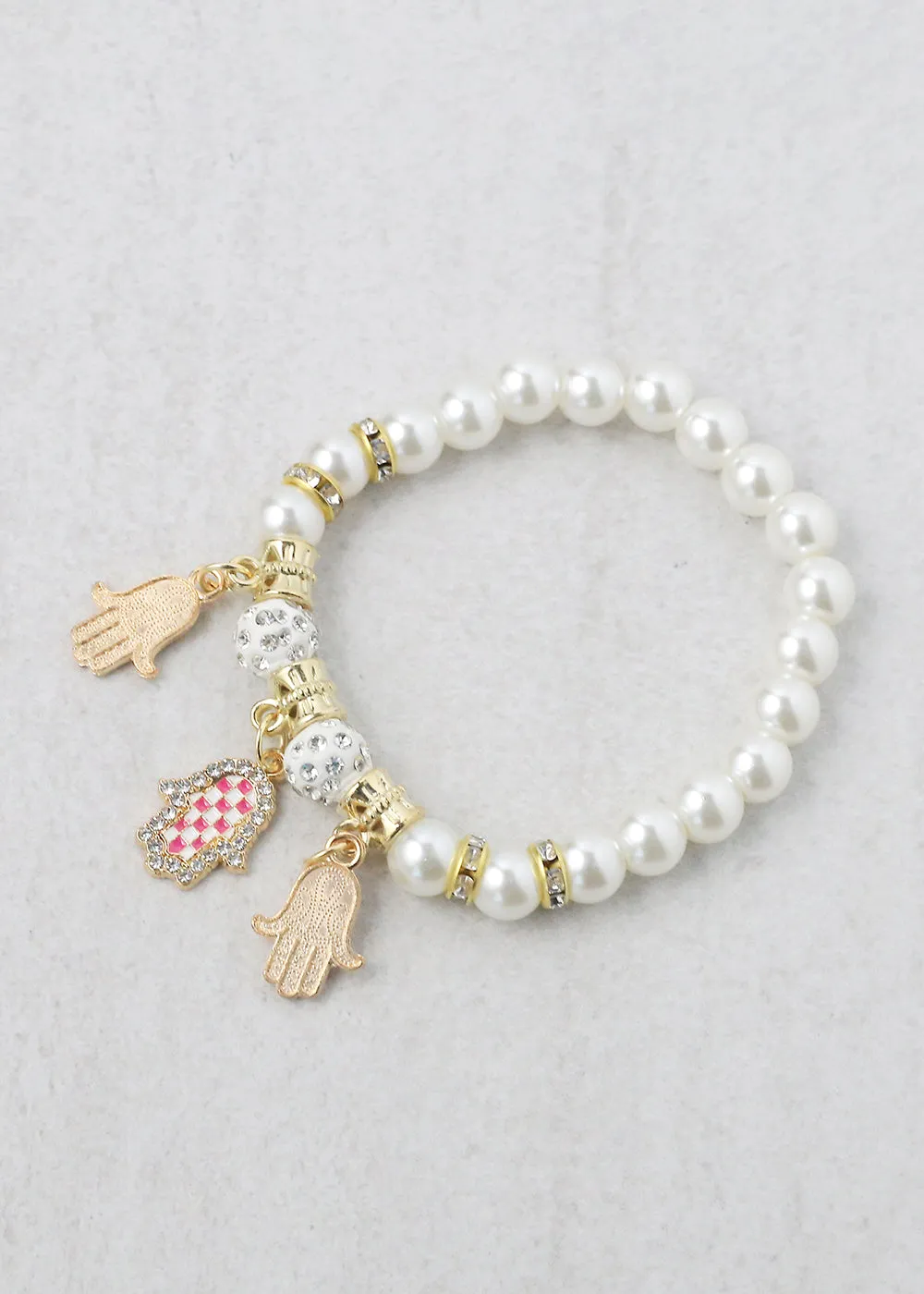 Pearl   Hamsa Hand Bracelet