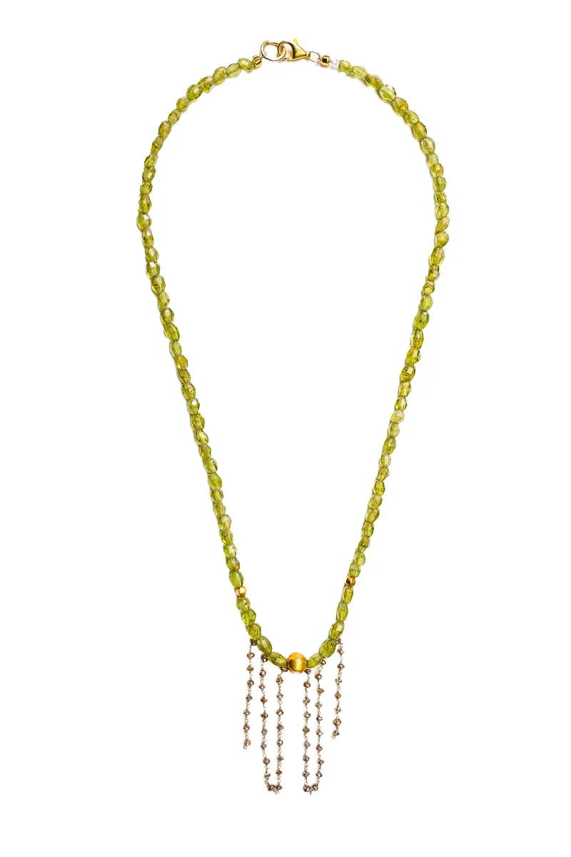 Peridot & Champagne Diamond Fringe Necklace