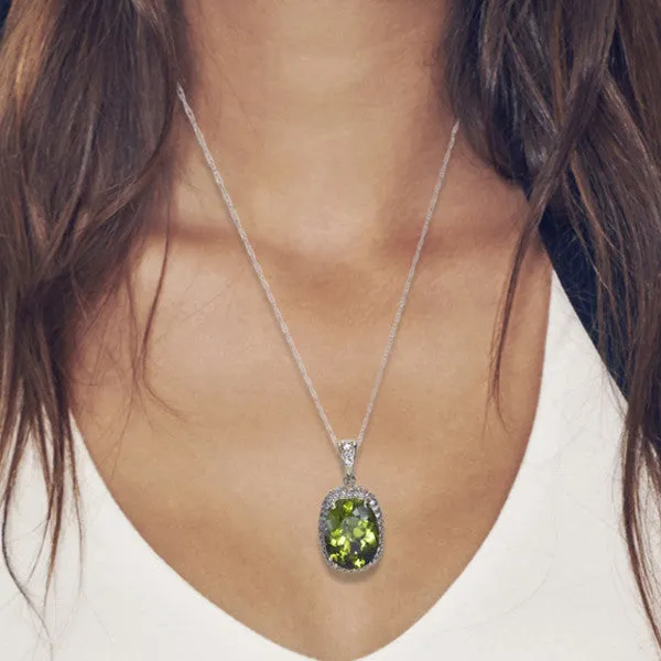 Peridot & Diamond Pendant Necklace