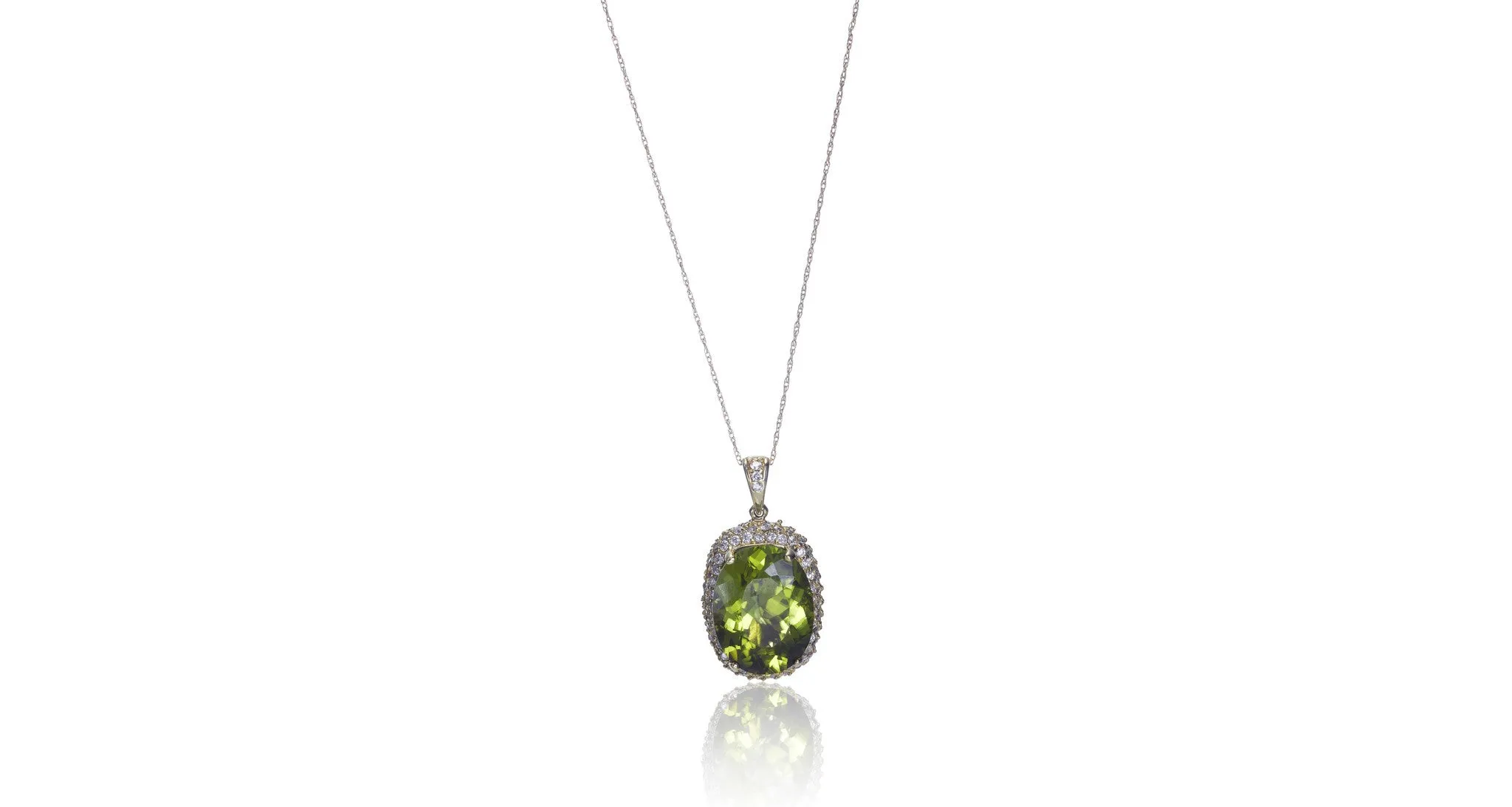 Peridot & Diamond Pendant Necklace