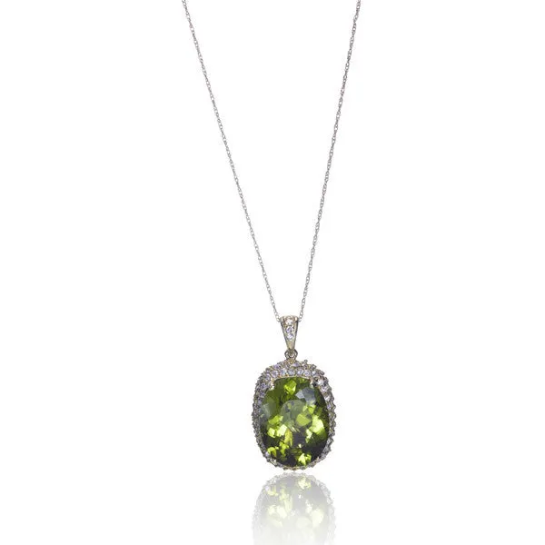 Peridot & Diamond Pendant Necklace