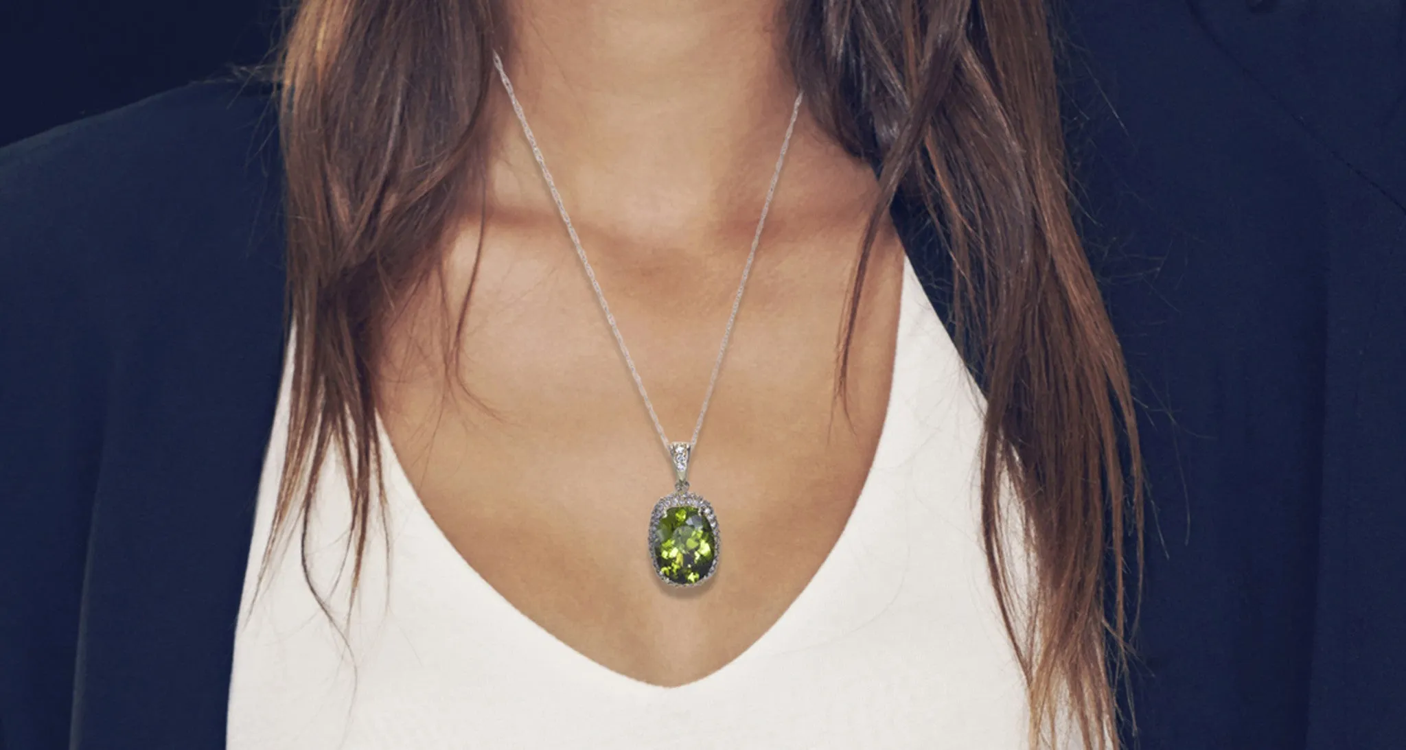 Peridot & Diamond Pendant Necklace