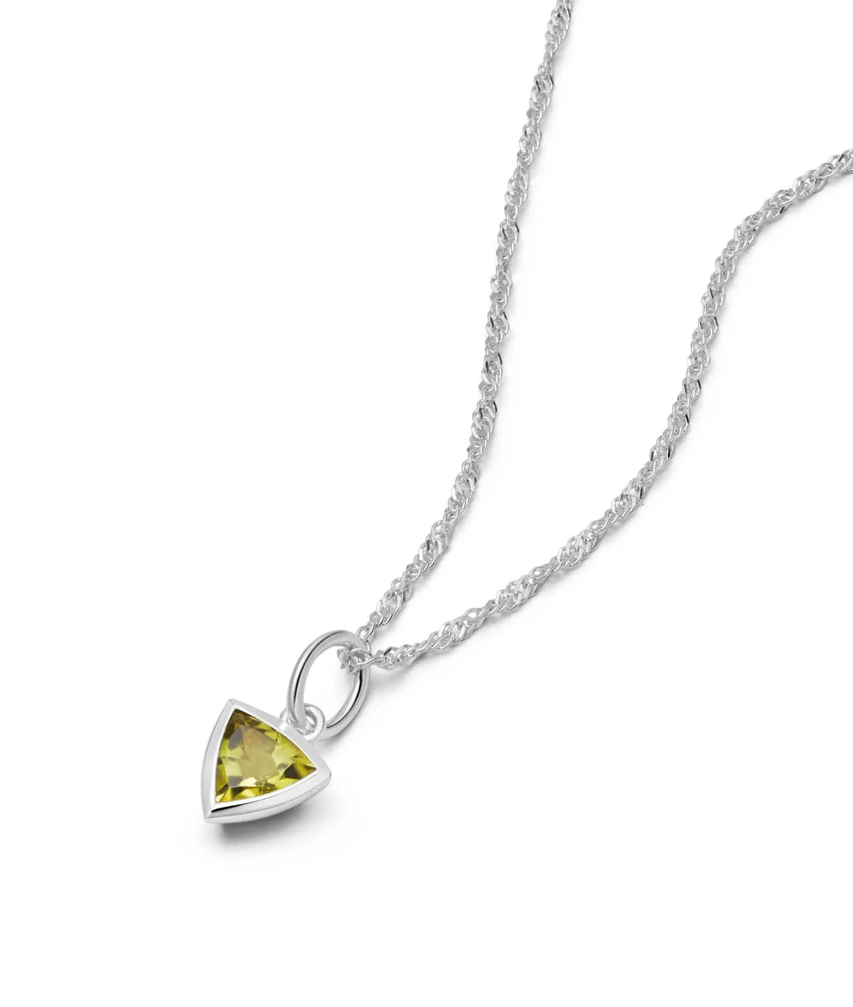 Peridot August Birthstone Charm Necklace Sterling Silver