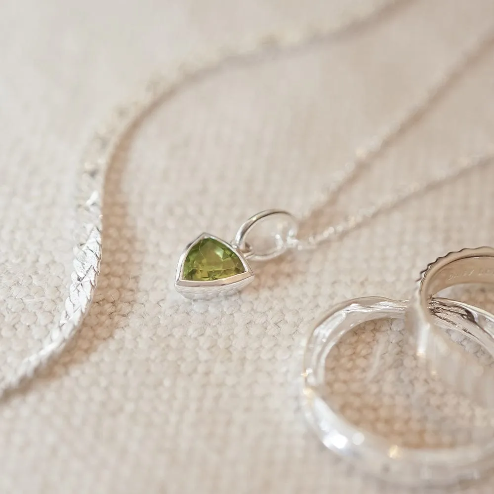 Peridot August Birthstone Charm Necklace Sterling Silver