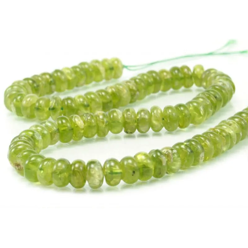 Peridot Smooth Rondelles 9mm Strand