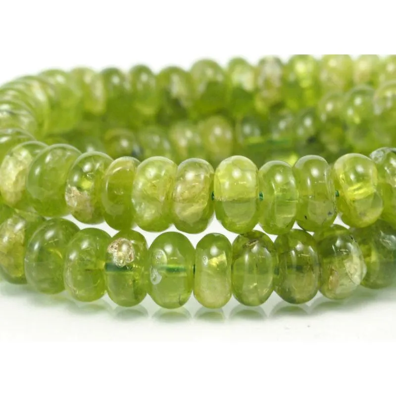 Peridot Smooth Rondelles 9mm Strand