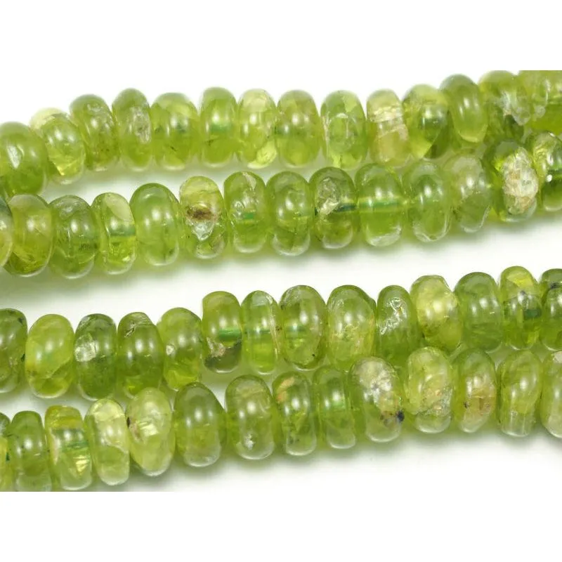 Peridot Smooth Rondelles 9mm Strand