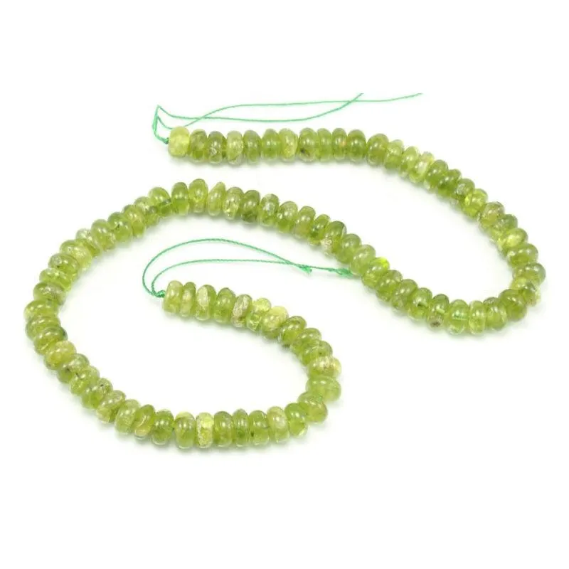 Peridot Smooth Rondelles 9mm Strand