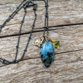 Peruvian Blue Opal & Peridot Gemstones Necklace