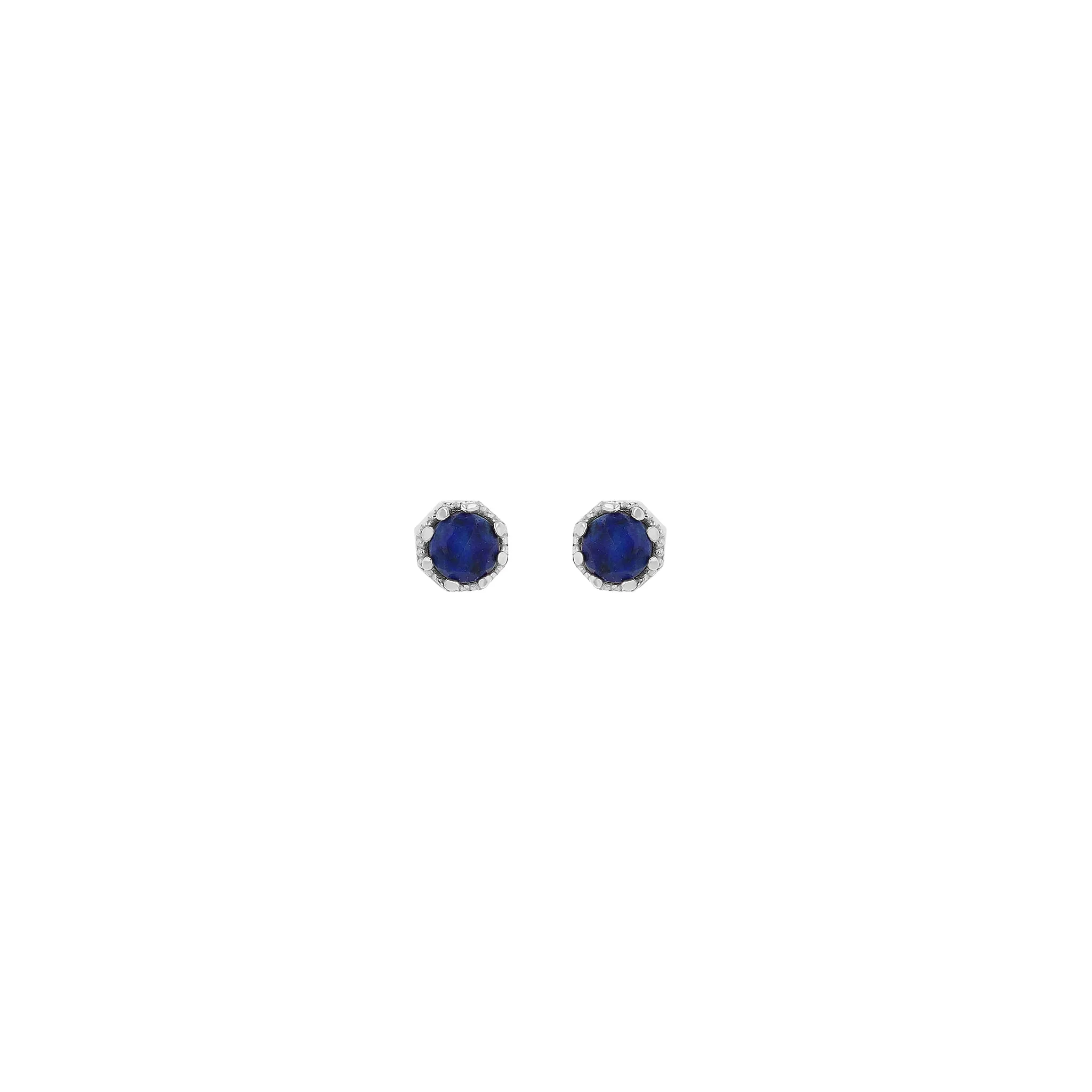 Petite Crown Bezel Lapis Earrings