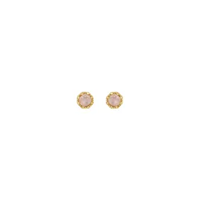 Petite Crown Bezel Moonstone Earrings